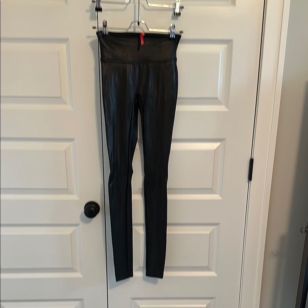 Spanx Black Faux Leather Leggings (tall)